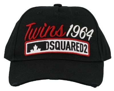 Shop Dsquared2 Embroidered Twins Logo Cap In Black