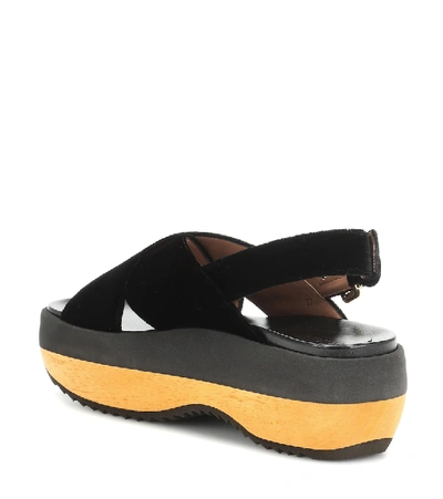 Shop Marni Velvet Sandals In Black