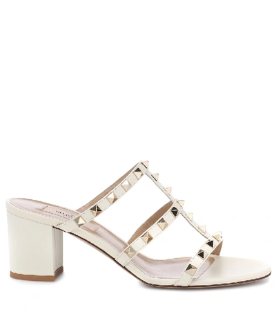Valentino Garavani Women Rockstud Leather Mules In White