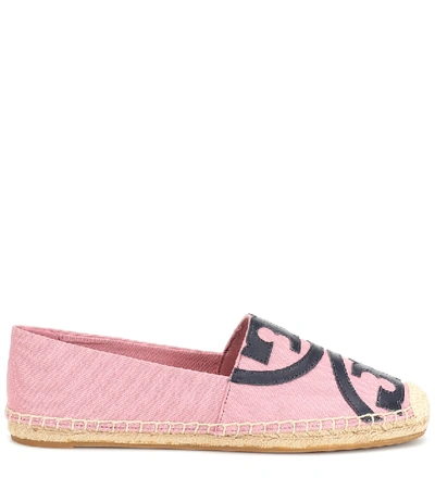 Shop Tory Burch Leather-trimmed Espadrilles In Pink