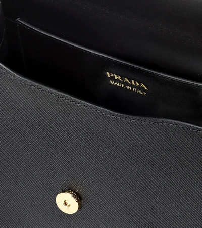 Shop Prada Monochrome Leather Shoulder Bag In Black
