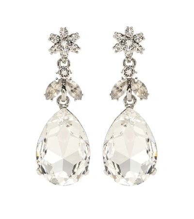 Shop Oscar De La Renta Crystal Drop Earrings In Silver
