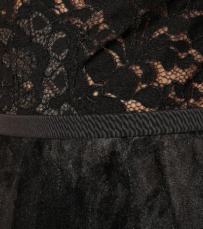 Shop Oscar De La Renta Lace And Tulle Gown In Black