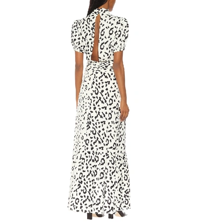 Shop Self-portrait Leopard Printed Maxi Dress In White