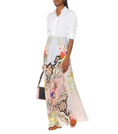 Shop Etro Printed Silk Blend Maxi Skirt In Multicoloured