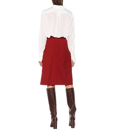 Shop Chloé High-rise Wool-crêpe Skirt In Red