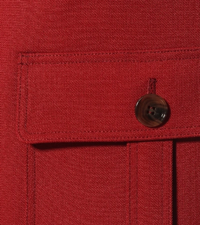 Shop Chloé High-rise Wool-crêpe Skirt In Red