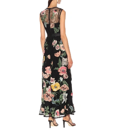 Shop Red Valentino Embroidered Broderie Anglaise Maxi Dress In Black