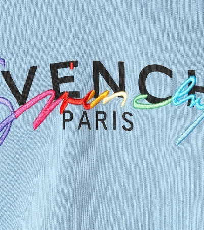 Shop Givenchy Logo Cotton Hoodie In Blue