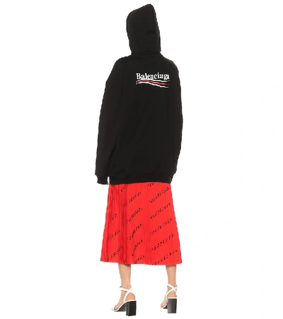 Balenciaga Logo Cotton Hoodie In Black