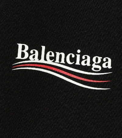Balenciaga Logo Cotton Hoodie In Black