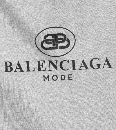 Shop Balenciaga Logo Cotton Hoodie In Grey