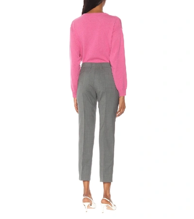 Shop Prada Cropped Wool Pants In Grey