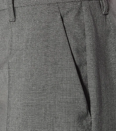 Shop Prada Cropped Wool Pants In Grey