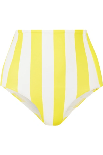 Shop Verdelimon Banes Striped Bikini Briefs In Yellow
