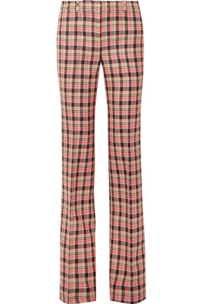 Shop Michael Kors Checked Wool Flared Pants In Pink