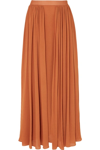 Shop Max Mara Pleated Jersey Maxi Skirt In Brick