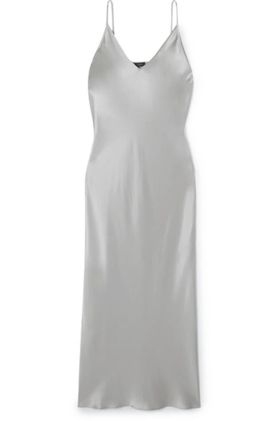 Shop Joseph Clea Silk-satin Midi Dress In Gray