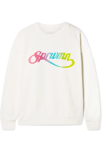 Shop Sprwmn Printed Cotton-jersey Sweatshirt In White