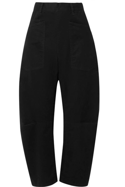 Shop Nili Lotan Shon Cotton-blend Twill Tapered Pants In Black