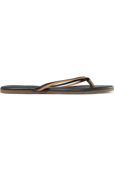 Shop Tkees Duos Two-tone Leather Flip Flops In Brown