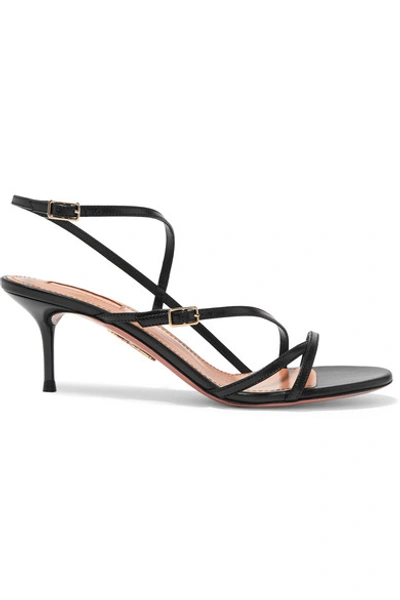 Shop Aquazzura Carolyne 60 Leather Sandals In Black