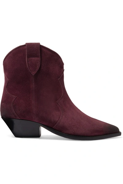 Shop Isabel Marant Dewina Suede Ankle Boots In Burgundy
