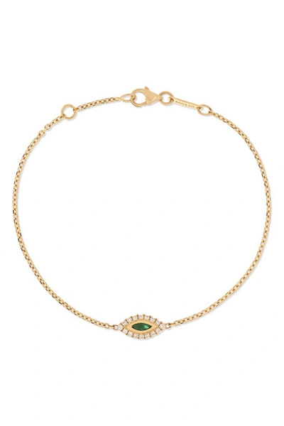 Shop Anita Ko 18-karat Gold, Emerald And Diamond Bracelet