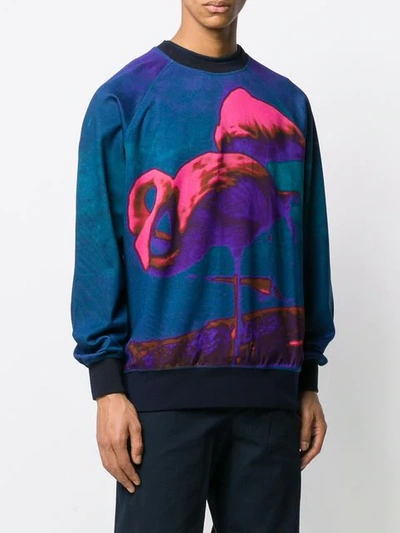 Shop Paul Smith Flamingo Print Sweatshirt In Blue