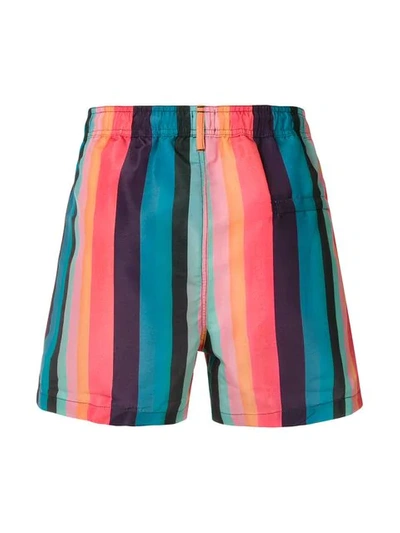 Shop Paul Smith Striped Swim Shorts In Blue