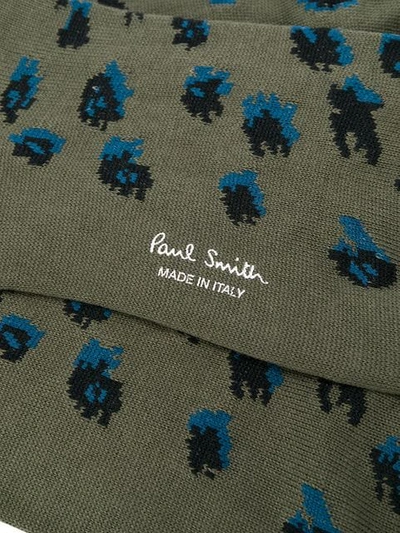 Shop Paul Smith Cheetah Pattern Socks In Green