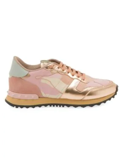 Shop Valentino Garavani Rock Runner Sneakers In Neutral