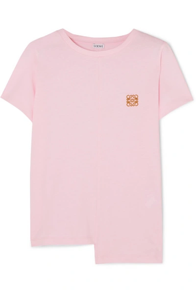 Shop Loewe Asymmetric Embroidered Cotton-jersey T-shirt In Pink