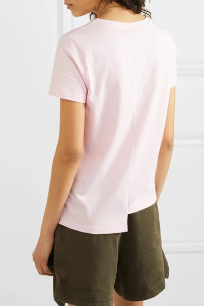 Shop Loewe Asymmetric Embroidered Cotton-jersey T-shirt In Pink