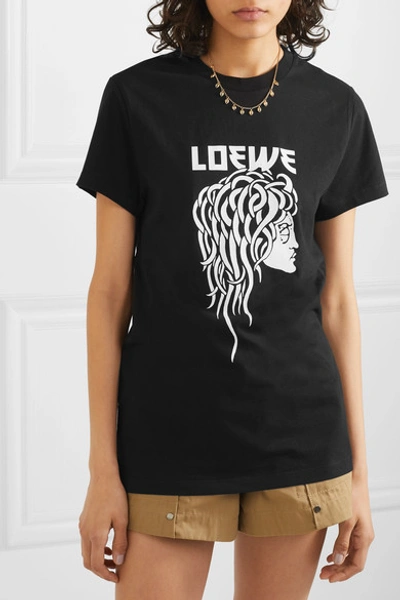 Shop Loewe Salome Printed Cotton-jersey T-shirt In Black