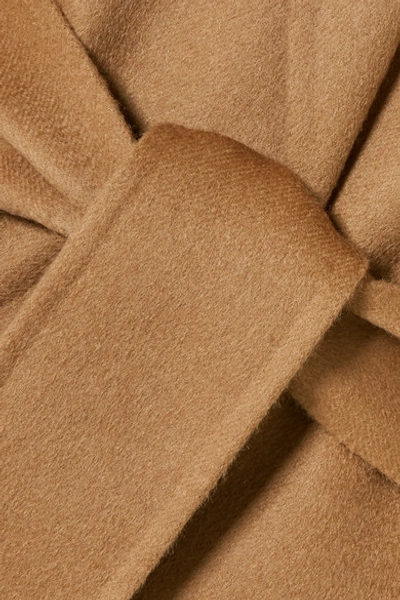 Shop Loewe Hooded Belted Wool And Cashmere-blend Coat In Camel