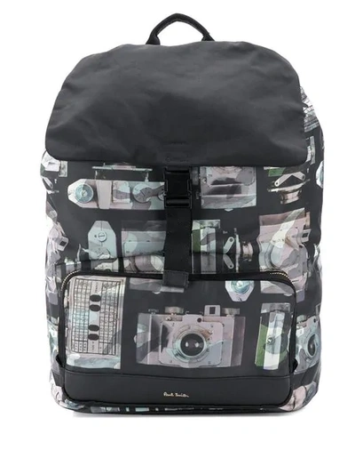 Shop Paul Smith 'paul's Camera' Print Flap Backpack In 79 Black