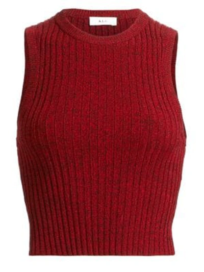 Shop A.l.c Marie Rib-knit Tank Top In Black Apple Red