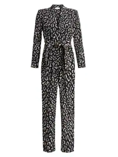 Shop A.l.c Kieran Leopard Print Jumpsuit In Black Cream
