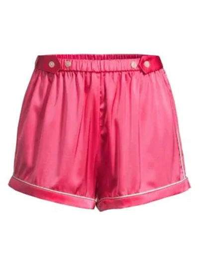 Shop Morgan Lane Silk Pajama Shorts In Hot Pink