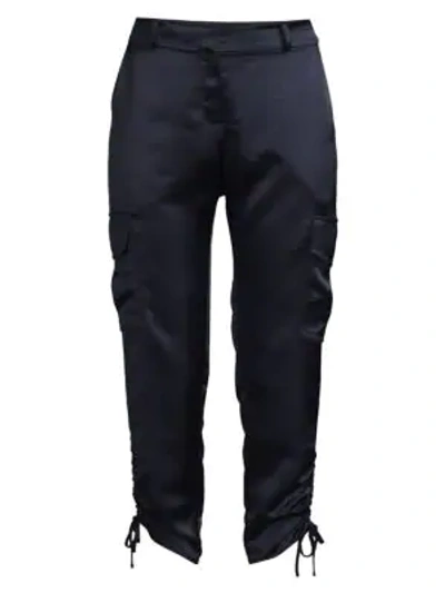 Shop Parker Emerson Satin Cropped Cargo Pants In Midnight