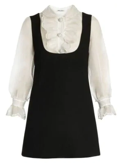 Shop Miu Miu Two-in-one Blouse & Pinafore Dress In Black