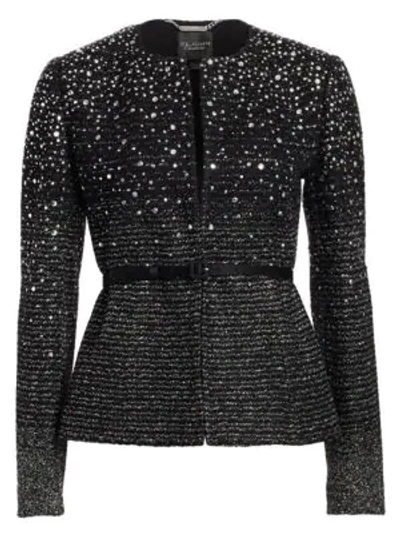 Shop St John Ombre Metallic Tweed Belted Jacket In Caviar