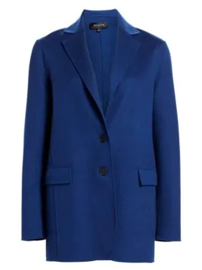 Shop St John Luxe Wool & Cashmere Double-faced Jacket In Prussian Blue