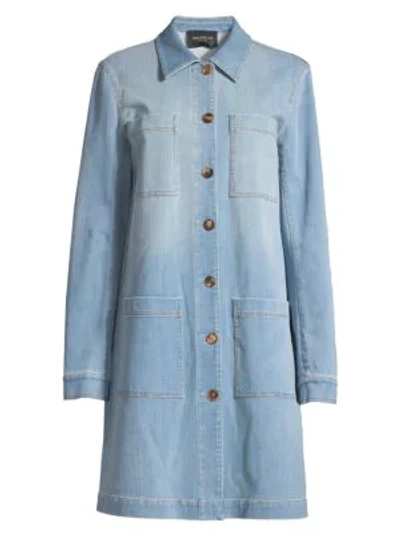 Shop Lafayette 148 Corinthia Prestige Mid-length Denim Jacket In Blue Jay