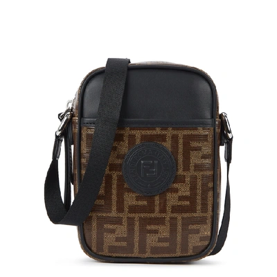 Shop Fendi Ff-monogrammed Cross-body Bag In Brown