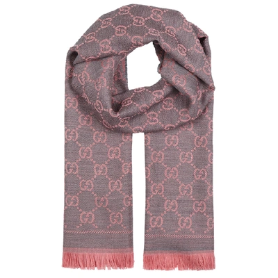 Shop Gucci Gg Jacquard Wool Scarf In Light Pink