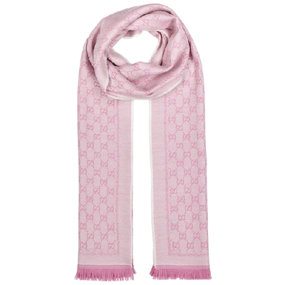 Shop Gucci Gg Jacquard Wool Scarf In Ivory