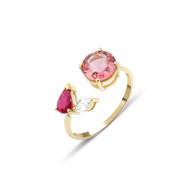 Shop Gfg Jewellery Artisia Pink Leaf Ring