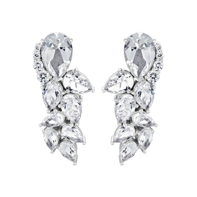 Shop Atelier Swarovski Luna Cluster Earrings Swarovski Created Diamonds In White Gold